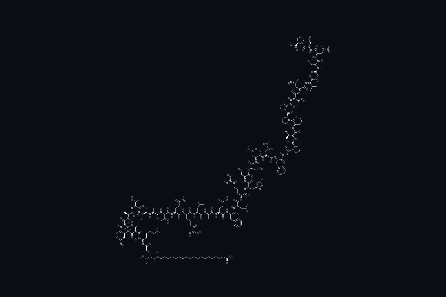 2D molecular structure of Cagrilintide, illustrating cagrilintide